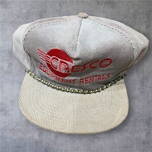 Vernon Vintage 80s Corduroy Gray Red Cresco Snapback Trucker Hat Cap Unisex OS